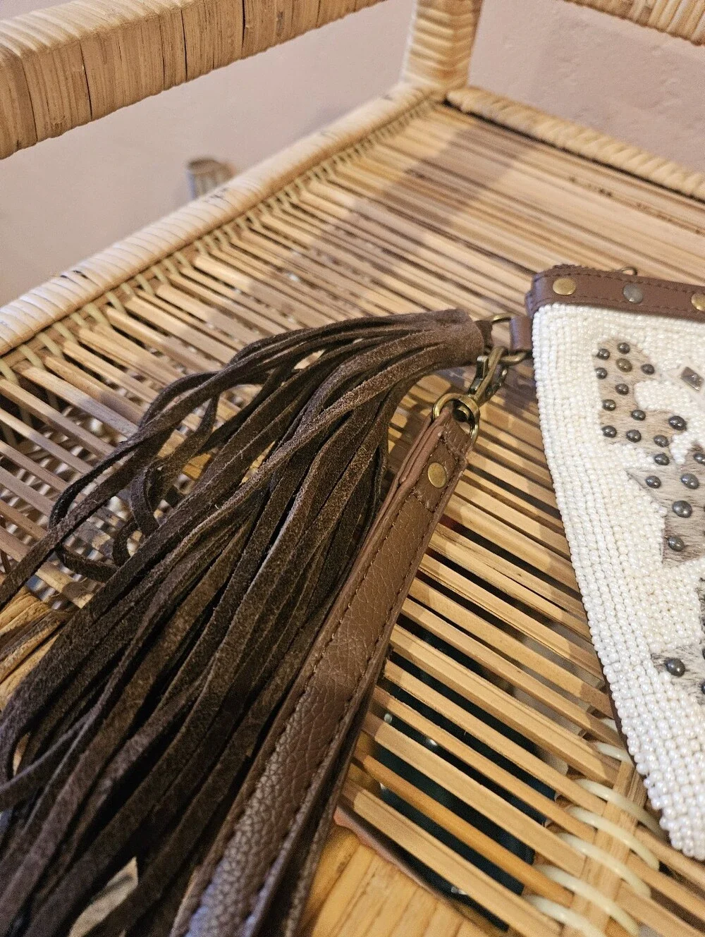 Shyanne Tegan Seed Beaded Cowhide & Leather  Clutch Wallet